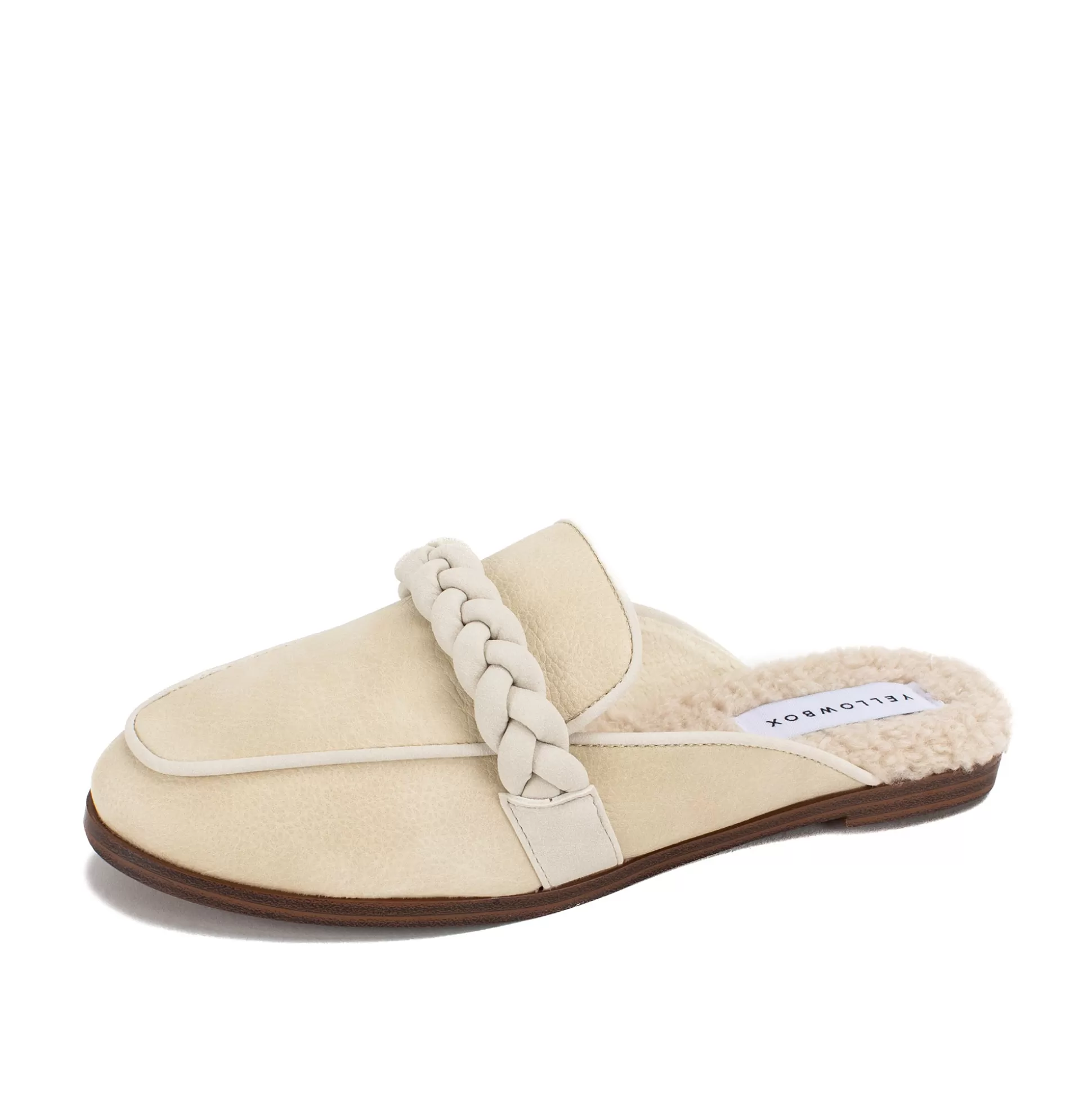 Fashion Yellow Box Bliss Shearling Flat Mule